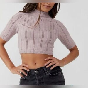 Free People New Women's Lavender Crop Sweater Knit Top Size M
